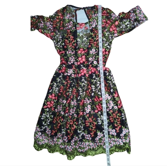 Club L  London Floral Embroidered Skater Dress Size 2 / UK 6 - Picture 7 of 10